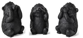 Escultura trio de porco espinho preto decorativo mart Escultura trio de porco espinho preto decorativo mart