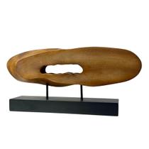 Escultura Tronco Marrom Poliresina Com Base 17X38X8Cm