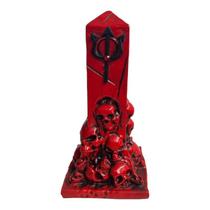 Escultura Túmulo Crânios Pomba Gira Vermelho 13 cm Resina