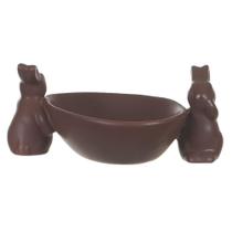Escultura vaso formato de ovo de páscoa c/coelhos marrom