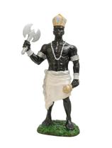 Escultura Xangô Ayrá Branco Em Resina 26 Cm