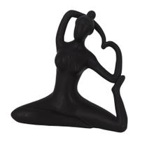 Escultura Yoga em Porcelana - Preto - Braço Coração (16cm) - climaco