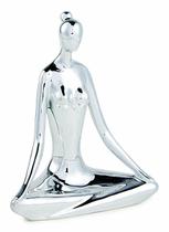 Escultura Yoga Prata em Porcelana 12169 Mart Escultura Yoga Prata em Porcelana 12169 Mart
