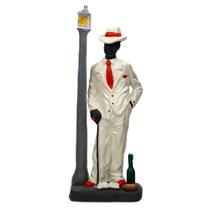 Escultura Zé Pelintra Branco no Poste 18 cm em Resina