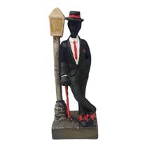 Escultura Zé Pelintra Preto 11 cm no Poste em Resina