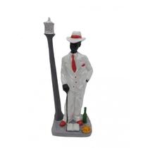 Escultura Zé Pelintra Terno Branco 18 Cm Em Resina