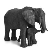 Esculturafamilia de elefante em polirresina preto mart