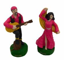 Esculturas Ciganos Casal Rosa Em Resina 11 Cm