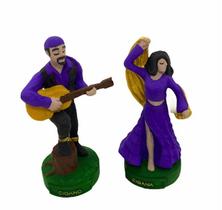 Esculturas Ciganos casal roxo 11cm resina