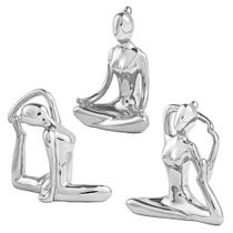 Esculturas com Poses de Yoga em Porcelana 3 Pçs