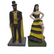 Esculturas Exu e Pomba Gira Dourados e Preto 16 cm Esculturas Exu e Pomba Gira Dourados e Preto 16 cm