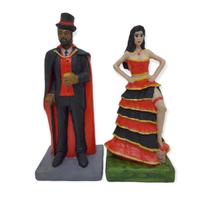 Esculturas Exu e Pomba Gira Preto e vermelho 16 cm