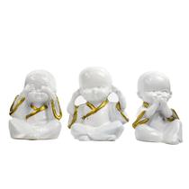 Esculturas Trio Budas Cego Surdo e Mudo Brancos 5,5 cm em Resina Esculturas Trio Budas Cego Surdo e Mudo Brancos 5,5 cm em Resina