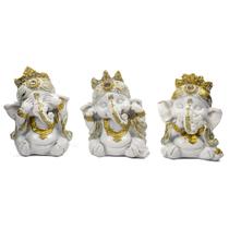 Esculturas Trio Ganeshas Cego, Surdo e Mudo 8 cm em Resina Esculturas Trio Ganeshas Cego, Surdo e Mudo 8 cm em Resina