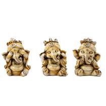 Esculturas Trio Ganeshas Cego Surdo e Mudo Patin 8 cm Resina Esculturas Trio Ganeshas Cego Surdo e Mudo Patin 8 cm Resina