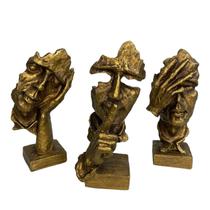 Esculturas Trios Sábios Cego Surdo Mudo 16 cm Dour Env Resina