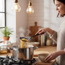 Escumadeira de Silicone Preta 35cm Resistente Alta Temperatura Cozinha Utensílio