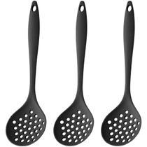 Escumadeira De Silicone Preta Grande Kit 03 Un