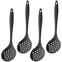 Escumadeira De Silicone Preta Grande Kit 04 Un