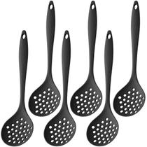 Escumadeira De Silicone Preta Grande Kit 06 Un