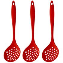 Escumadeira De Silicone Vermelha Grande Kit 03 Un