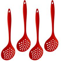 Escumadeira De Silicone Vermelha Grande Kit 04 Un