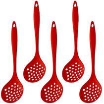 Escumadeira De Silicone Vermelha Grande Kit 05 Un