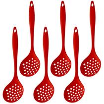 Escumadeira De Silicone Vermelha Grande Kit 06 Un