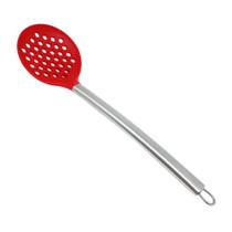 Escumadeira em Silicone com Cabo Aço Inox 34cm Vermelha Art House