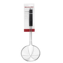 Escumadeira Inox KitchenAid Preta Multiuso Cozinha Frituras Colher Vazado Escorrer Óleo Batata Frita Pastel Utensílio Culinário Profissional Resistent Escumadeira Inox KitchenAid Preta Multiuso Cozinha Frituras Colher Vazado Escorrer Óleo Batata Frita Pastel Utensílio Culinário Profissional Resistent