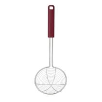 Escumadeira Inox KitchenAid Vermelha Colher Vazada Frituras Escorrer Óleo Batata Pastel Cozinha Utensílio Culinário Profissional Resistente Premium