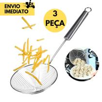 Escumadeira para Fritura Inox Salgadinhos Batata Frita Pastel uso Residencial Restaurantes Padarias Escumadeira para Fritura Inox Salgadinhos Batata Frita Pastel uso Residencial Restaurantes Padarias