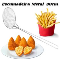 Escumadeira Peneira para Fritura - 50 cm - Modelo Industrial - Batata Pastel Salgados Coxinha - Grande - INOX - PANAMI - Jolu-lar