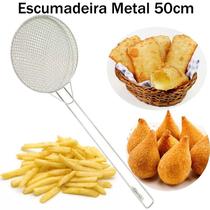 Escumadeira Peneira para Fritura - 50 cm - Modelo Industrial - Batata Pastel Salgados Coxinha - Grande - Metal - PANAMI