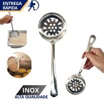 Escumadeira Pequena 26cm Aço Inox Premium Resistente para Escorrer Fritura Escumadeira Pequena 26cm Aço Inox Premium Resistente para Escorrer Fritura