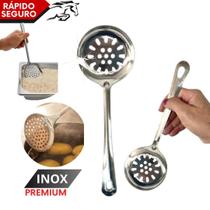Escumadeira Pequena 26cm Aço Inox Premium Resistente para Escorrer Fritura Escumadeira Pequena 26cm Aço Inox Premium Resistente para Escorrer Fritura