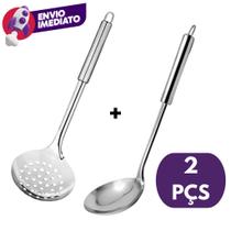 Escumadeira Universal Peneirar Coar Fritura E Concha Servir Feijão Molho Caldo Sopa Aço Inoxidável