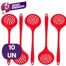 Escumadeira Universal Silicone Maciço Para Panelas Teflon Ceramico Fritura Escoar Drenar Arroz Escumadeira Universal Silicone Maciço Para Panelas Teflon Ceramico Fritura Escoar Drenar Arroz