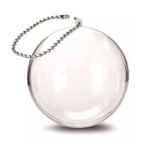 Esfera Bola Transparente Acrílico 5cm + Corrente Bolinha Prata 12cm 100un