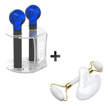 Esfera Cromoterapia Azul C/ Rack + Kit Jade E Gua Sha Branco Esfera Cromoterapia Azul C/ Rack + Kit Jade E Gua Sha Branco