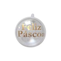 Esfera De Plástico Escrito Feliz Páscoa Coelhinho 30 Peças