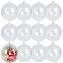 Esfera do ornamento preenchível do plástico transparente 3.15''/80mm para o Natal, feriado, casamento, festa, decoração da casa (12 pacotes)