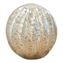 Esfera Murano Branca com Dourado Tamanho G 12 x 12 cm Casa Del Grande
