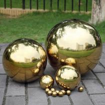 Esfera Oca De Aço Inoxidável Dourada Brilhante, Esfera Polida Espelhada Para Ornamento De Jardim