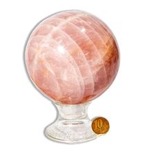 Esfera Quartzo Rosa Media Pedra Natural Classe A 10cm 1,5Kg - CristaisdeCurvelo