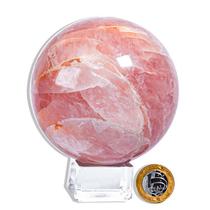 Esfera Quartzo Rosa Pedra Bola Natural 9,8cm 1,53Kg Classe A