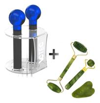 Esferas Azul Para Cromoterapia C/ Suporte + Kit Jade 3 Peças Esferas Azul Para Cromoterapia C/ Suporte + Kit Jade 3 Peças