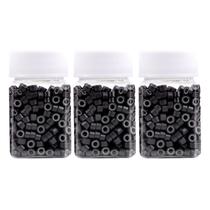 Esferas de silicone para extensões de cabelo 1500 unidades AMGPT marrom escuro Esferas de silicone para extensões de cabelo 1500 unidades AMGPT marrom escuro
