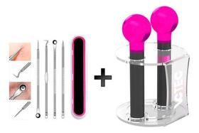 Esferas Para Cromoterapia Rosa + Kit 4 Curetas Extratora