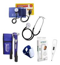 Esfigmo Com Esteto Simples + Garrote Azul + TH 150 Branco + OTC Missouri Azul Esfigmo Com Esteto Simples + Garrote Azul + TH 150 Branco + OTC Missouri Azul